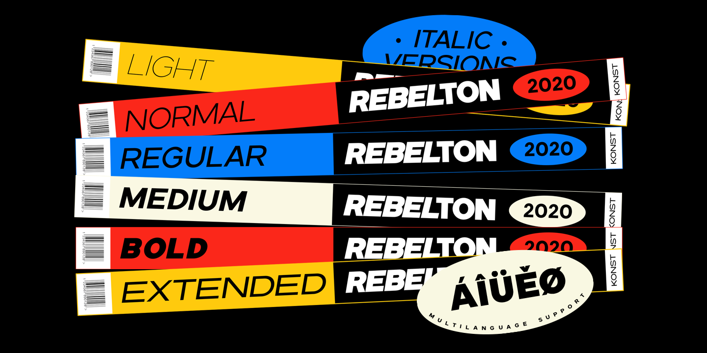 Beispiel einer Rebelton Bold-Schriftart